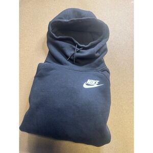 Nike Women turtleneck Club‎ Fleece Pullover Hoodie Black Size L $89